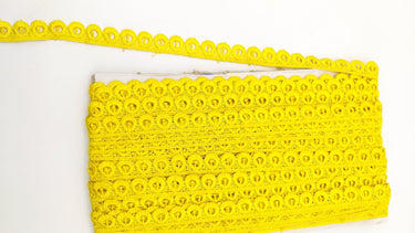 9 Yards Yellow Embroidery Polyester Lace Trim, Approx. 18mm Wide, Fringe Trim